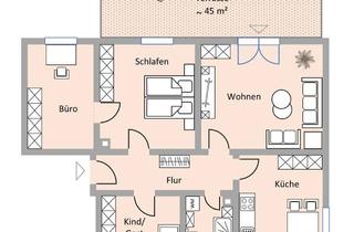Wohnung mieten in 91522 Ansbach, Sonnige 4-Zi. Whg 92qm mit 42qm Süd-Terrasse in Ansbach