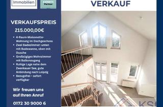 Wohnung kaufen in 04442 Zwenkau, Bezugsfreie helle 4-Raum-Maisonette mit Balkon – Wohnen über den Dächern von Zwenkau