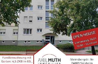 Wohnung kaufen in Steinsbergstrasse 9 E, 74889 Sinsheim, Sinsheim - Open House, Do. 29.01. 15-15.45 Uhr! Familienwohnung mit Garten: 4,5 Zimmer im Erdgeschoss