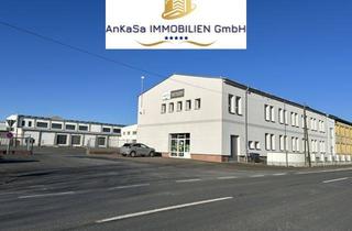 Gewerbeimmobilie kaufen in 04827 Machern, 3 Lagerhallen, Bürogebäude, Freifläche, Garagen
