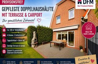 Doppelhaushälfte kaufen in 26419 Schortens, PROVISIONSFREI: Gepflegte Doppelhaushälfte mit Terrasse & Carport – Ihr gemütliches Zuhause!