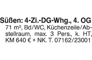 Wohnung mieten in 73079 Süßen, Süßen: 4-Zi.-DG-Whg., 4.OG