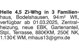 Wohnung mieten in 72411 Bodelshausen, Helle 4,5 Zi-Whg in 3 Familienhaus, Bodelshausen