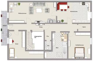 Wohnung mieten in 86911 Dießen, Modernisierte, große 3-Zimmer-Dachgeschosswohnung mit Balkon, Einbauküche am Ortsrand von Rott