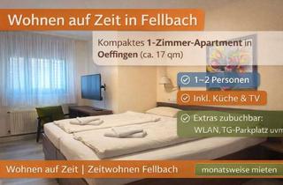 Immobilie mieten in Hofener Str., 70736 Fellbach, 1-Zimmer-Apartment (07) mit WLAN, TV, Dusche/Wc, Küche, Waschmaschine, Trockner und Parkpl
