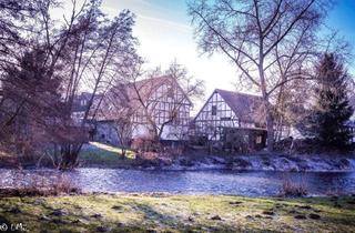 Haus kaufen in An Der Orke, 34516 Vöhl, Idyllisches Fachwerkhaus mit Scheune und großem Garten direkt am Fluss