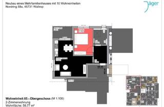 Wohnung mieten in 45731 Waltrop, Erstbezug! Barrierefreie 2-Zimmer-Obergeschosswohnung mit Balkon in Waltrop-Zentrum