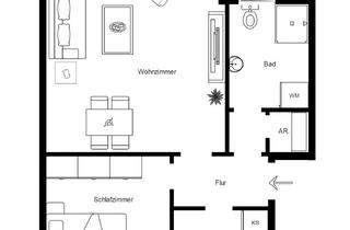Sozialwohnungen mieten in Neuenkirchener Weg 12, 25764 Wesselburen, 3-Zimmer-Wohnung im 1. OG mit WBS