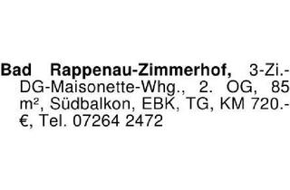 Wohnung mieten in 74906 Bad Rappenau, Bad Rappenau-Zimmerhof, 3-Zi.-DG-Maisonette-Whg., 2. OG, 85 m²,