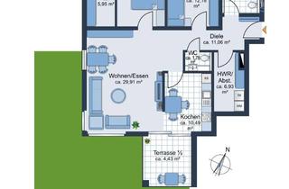 Wohnung mieten in 50181 Bedburg, Moderne 3-Zimmer-Erdgeschosswohnung mit Garten und Einbauküche