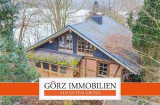 Haus kaufen in 24641 Sievershütten, Architekten-Fachwerk-Blockhaus mit offener Galerie - absolutes Unikat - direkte Feldrandlage mit wun