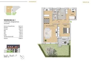 Wohnung kaufen in Pfinztalstr. 2b, 76227 Durlach, ***3 Zi. Neubauwohnung im EG, WE 2b-1 mit Terrasse u. Gartenanteil zu verkaufen***