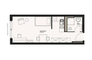 Wohnung mieten in Mehrower Allee 20A, 12687 Marzahn, 1-Raumwohnung im ELLA mit Küche und Fußbodenheizung