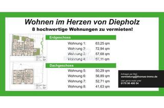 Wohnung mieten in Ledebourstraße 2-3, 49356 Diepholz, Neubau KfW-40 Erstbezug Innenstadt Diepholz – hochwertige Wohnungen mit Wärmepumpe & Einbauküche