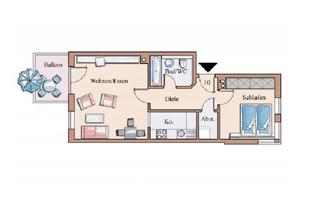 Wohnung mieten in 94474 Vilshofen, Zentrumsnahe 2-Zimmer-Wohnung mit Balkon
