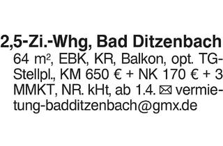 Wohnung mieten in 73342 Bad Ditzenbach, 2,5-Zi.-Whg, Bad Ditzenbach