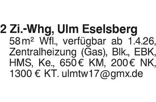Wohnung mieten in 89081 Ulm, 2 Zi.-Whg, Ulm Eselsberg