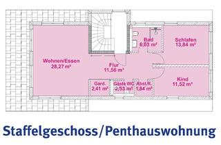 Penthouse mieten in 64584 Biebesheim, Neubau 3 ZKBT Penthouse inkl. großer Dachterrasse, Einbauküche und PKW Außenstellplatz
