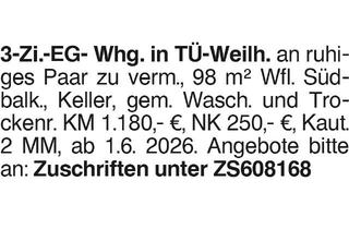 Wohnung mieten in 72072 Tübingen, 3 Zi. EG Whg.