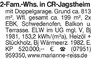 Haus kaufen in 74564 Crailsheim, 2-Fam.-Whs. in CR-Jagstheim