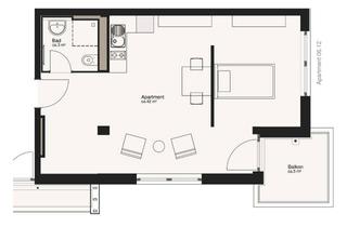 Wohnung mieten in Mehrower Allee 20A, 12687 Marzahn, Große 1-Raumwohnung mit Balkon, Küche und Fußbodenheizung