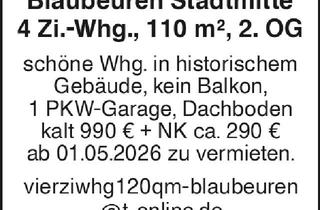 Wohnung mieten in 89143 Blaubeuren, Blaubeuren Stadtmitte 4-Zi.-Whg.