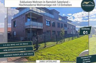 Wohnung kaufen in 26683 Saterland, Kapitalanlage o. Eigenheim? Exklusive 3 Zi.-Whg. in moderner Wohnanlage mit GARTENANTEIL (WH1)