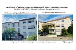 Wohnung mieten in Gastäckerstraße 2/1, 70794 Filderstadt, Renovierte 1-Zimmer-Hochparterre-Wohnung mit Balkon und Einbauküche in Filderstadt
