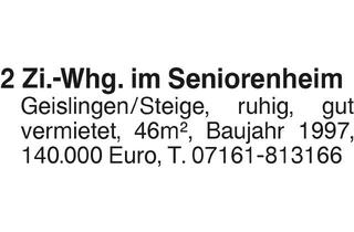 Wohnung kaufen in 73312 Geislingen, 2 Zi.-Whg. im Seniorenheim