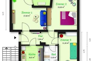Wohnung mieten in Emil-Fischer-Str. 13, 06130 Damaschkestraße, große 3-RWE mit ebenerdiger Dusche im beliebten Rosengarten