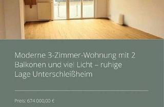 Wohnung kaufen in 85716 Unterschleißheim, Unterschleißheim - Moderne 3-Zimmer-Wohnung mit 2 Balkonen und viel Licht