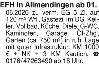 Haus mieten in 89604 Allmendingen, EFH in Allmendingen