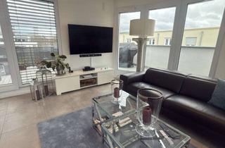 Penthouse mieten in 63457 Hanau, Exklusive möblierte Penthousewohnung mit großer Terrasse, Panoramablick & Designmöbeln Neubau