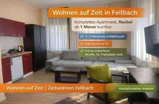 Immobilie mieten in Hofener Str., 70736 Fellbach, 1-Zimmer-Apartment (02) mit WLAN, TV, Dusche/Wc, Küche, Waschmaschine, Trockner und Parkpl