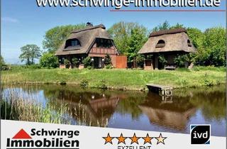 Haus kaufen in Hüttenberg 19, 21726 Kranenburg, Reetdachanwesen mit Seele und privater Gartenidylle sowie Saunahaus zu verkaufen.