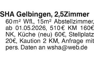 Wohnung mieten in 74523 Schwäbisch Hall, SHA Gelbingen, 2,5Zimmer