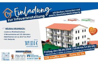 Wohnung kaufen in 86381 Krumbach, Krumbach - *** 3-Zimmer im EG mit Terrasse und Garten - Neubau KfW 40 Effizienzhaus mit 9 WE ***