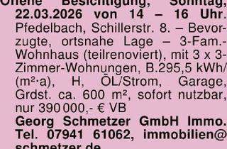 Haus kaufen in 74629 Pfedelbach, Offene Besichtigung, Sonntag, 22.03.2026 von 14 - 16 Uhr. Pfede