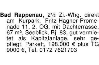 Anlageobjekt in 74906 Bad Rappenau, Bad Rappenau, 2 1/2 Zi.-Whg. direkt am Kurpark, Fritz-Hagner-Pro