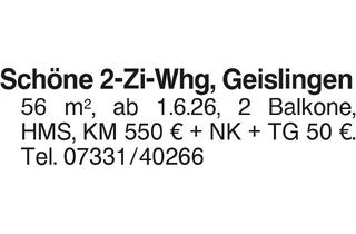 Wohnung mieten in 73312 Geislingen, Schöne 2-Zi-Whg