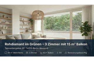 Wohnung kaufen in Tannenbergallee 30, 14055 Charlottenburg, Ihr Projekt im Grünen: 84 m², 3 Zimmer & großer Balkon in Berlin-Westend
