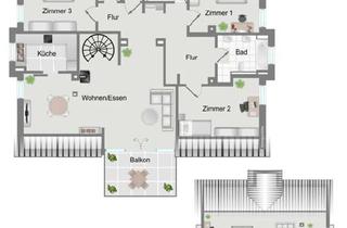 Wohnung kaufen in 86836 Graben, Maisonette mit Kamin, Balkon, Dachstudio & Garage