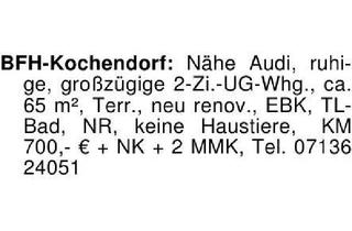 Wohnung mieten in 74177 Bad Friedrichshall, BFH-Kochendorf: Nähe Audi, ruhige, großzügige 2-Zi.-UG-Whg., ca.