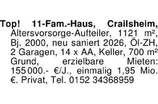 Haus kaufen in 74564 Crailsheim, Top! 11-Fam.-Haus, Crailsheim, ­Altersvorsorge-Aufteiler, 1121 m