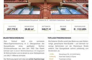 Wohnung kaufen in 10243 Berlin, Berlin - Nähe Warschauer Str Altbauwohnung Friedrichshain - Zuschuspaket