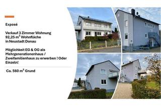 Wohnung kaufen in 93333 Neustadt, Neustadt an der Donau - 3 Zimmer Eigentumswohnung EG 92,8 m² teilsaniert ca. 120m² Garten