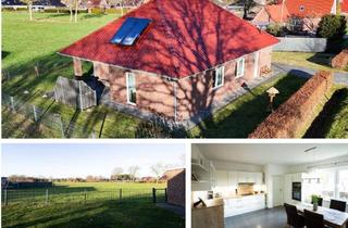 Haus kaufen in 26605 Aurich, Ihr Zuhause im Grünen: Ebenerdig, energieeffizient mit Solarthermie und Weitsicht über die Wiesen!