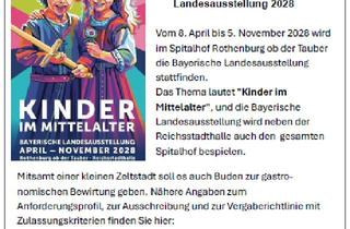 Gastronomiebetrieb mieten in 91541 Rothenburg, Gastronomie auf der Bayerischen Landesausstellung 2028