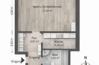 Wohnung mieten in An Den Rolshover Gärten, 51105 Köln, Helle 1-Zimmer-Wohnung (37,5 m²) mit separater Küche – Köln-Poll, 3. OG