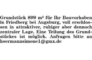 Grundstück zu kaufen in 86316 Friedberg, Grundstück 899 m²